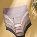 SHEIN 6pcs Women Silky Wavy Edge Solid Color Bikini Briefs Set