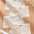SHEIN 4pcs Women Cotton Floral Print Hipster Panties Set with Bow Decor & Lace Trim