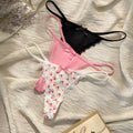 مجموعة SHEIN ROMWE J-Fashion مكونة من 5 قطع من سراويل G-String مضلعة مع سلسلة فراشة للنساء