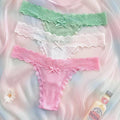 SHEIN Eraneu 3-Piece Lace Bow Thong Panties Set Comfortable