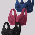 SHEIN 3pcs Front Closure Soft Camisole Wire-Free Plus Size Bras