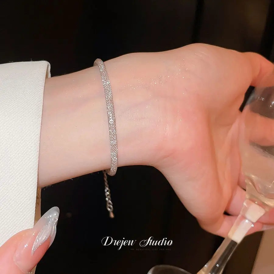 SHEIN Silver Vintage Twisted Cubic Zirconia Wrapped Bracelet