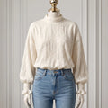 SHEIN FRIFUL Lace Blouse with High Neck and Long Sleeves
