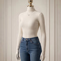 SHEIN DAZY Wool Sweater with Mock Collar, Long Sleeve Top