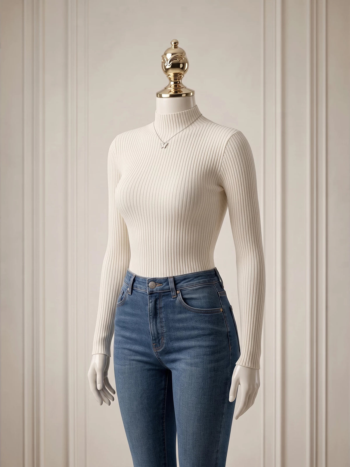 SHEIN DAZY Wool Sweater with Mock Collar, Long Sleeve Top