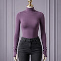 SHEIN DAZY High Neck Solid Color Thermal Shirt, Thermally Lined