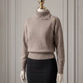 SHEIN DAZY High Neck Ribbed Sweater with Patches and Buttons