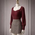 DAZY wool sweater with a sweetheart neckline and long sleeves