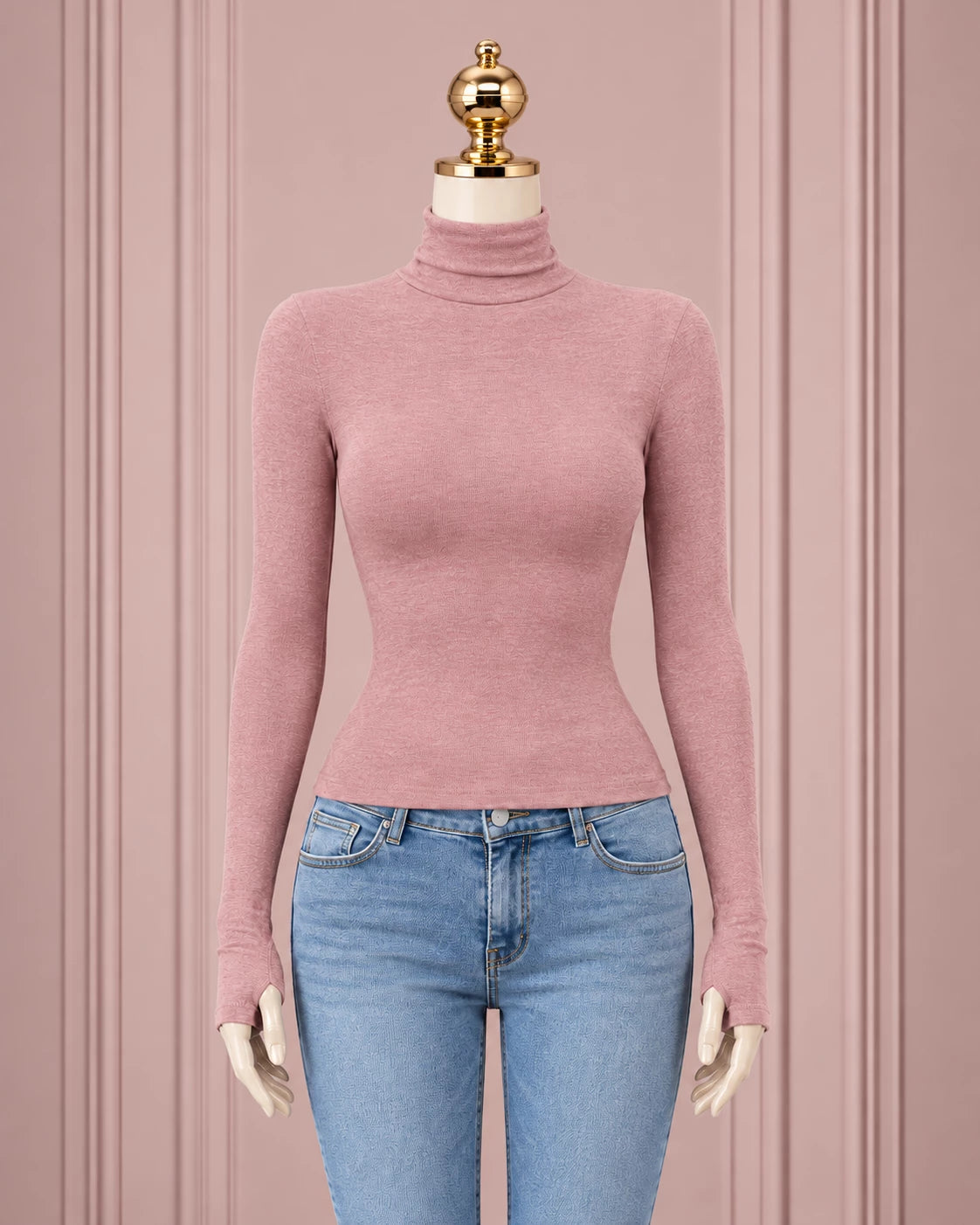 SHEIN DAZY High Neck Long Sleeve Solid Color T-Shirt